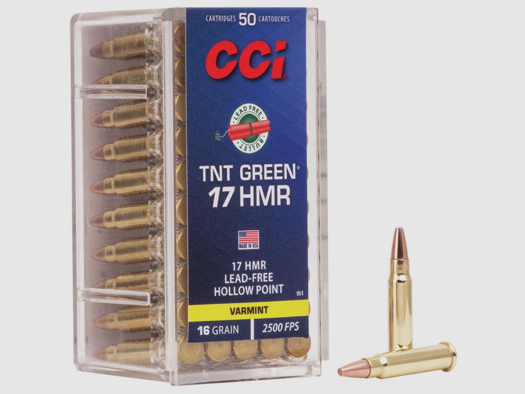 CCI TNT Green .17 HMR 16GR HP 50 cartucce