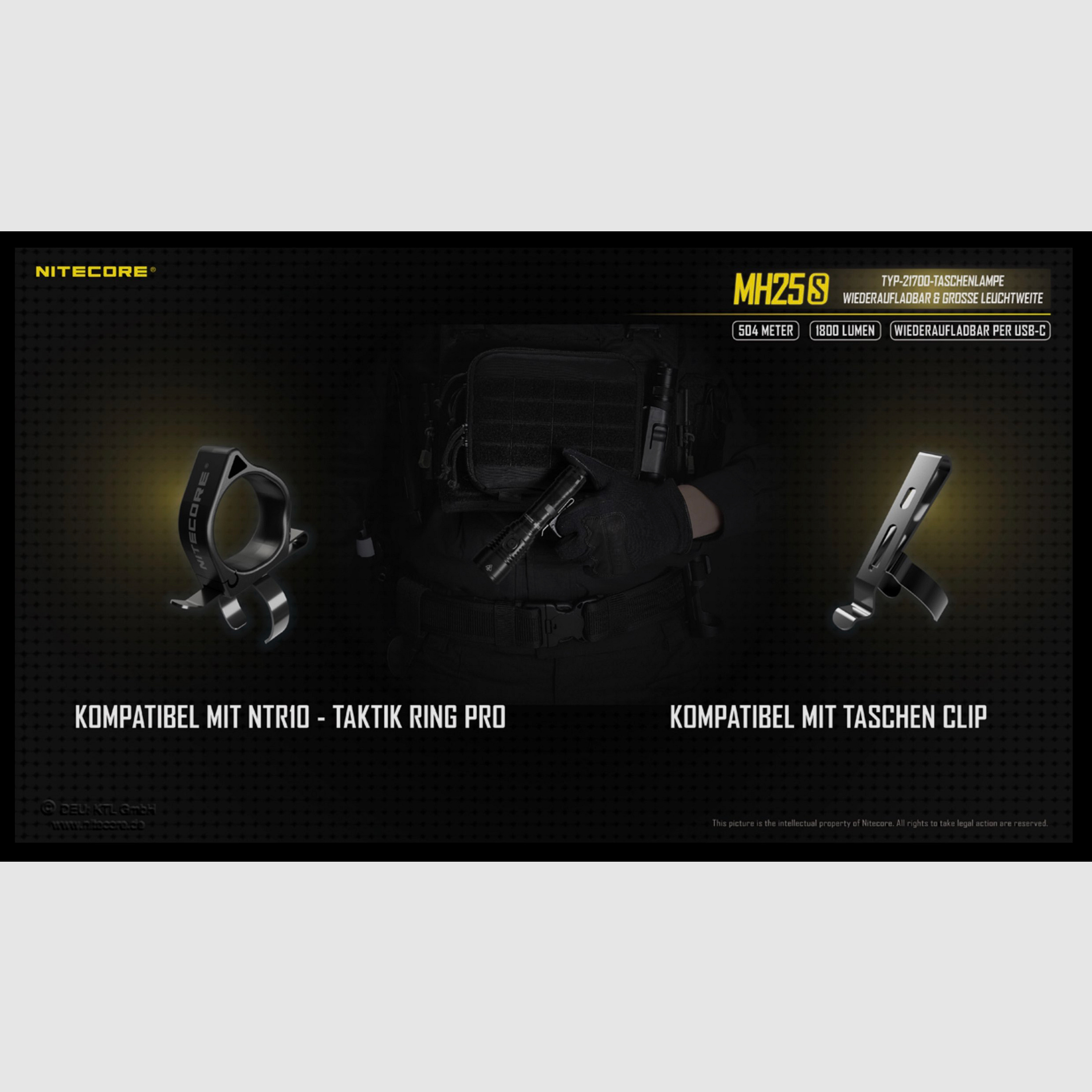 Nitecore MH25S LED Taschenlampe 1800 Lumen