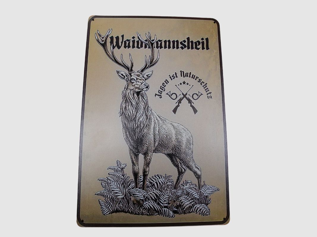 jagdliches Blechschild ca. 20x30 cm Waidmannsheil