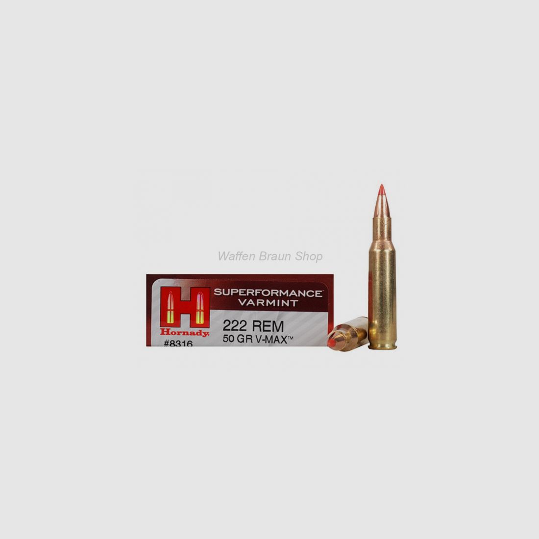 Hornady .222 Rem V-Max 50 granos 20 piezas #8316