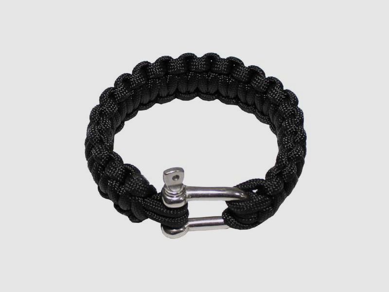 Armband, "Paracord", schwarz, Metallverschluss, Breite 2,3cm