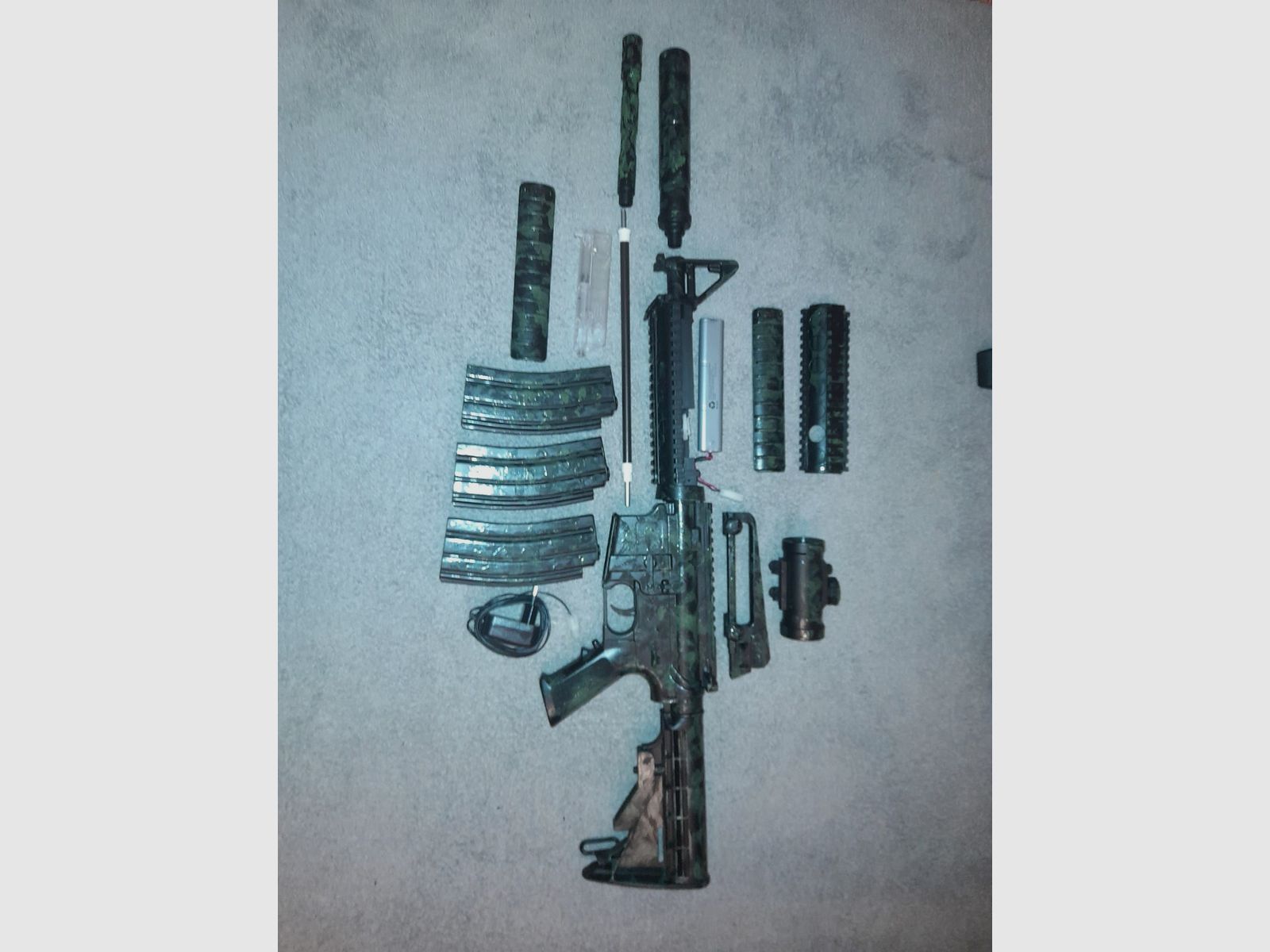 M4 AEG Softair 0.5J GSG Sport-Serie camouflage jungle vert ensemble complet