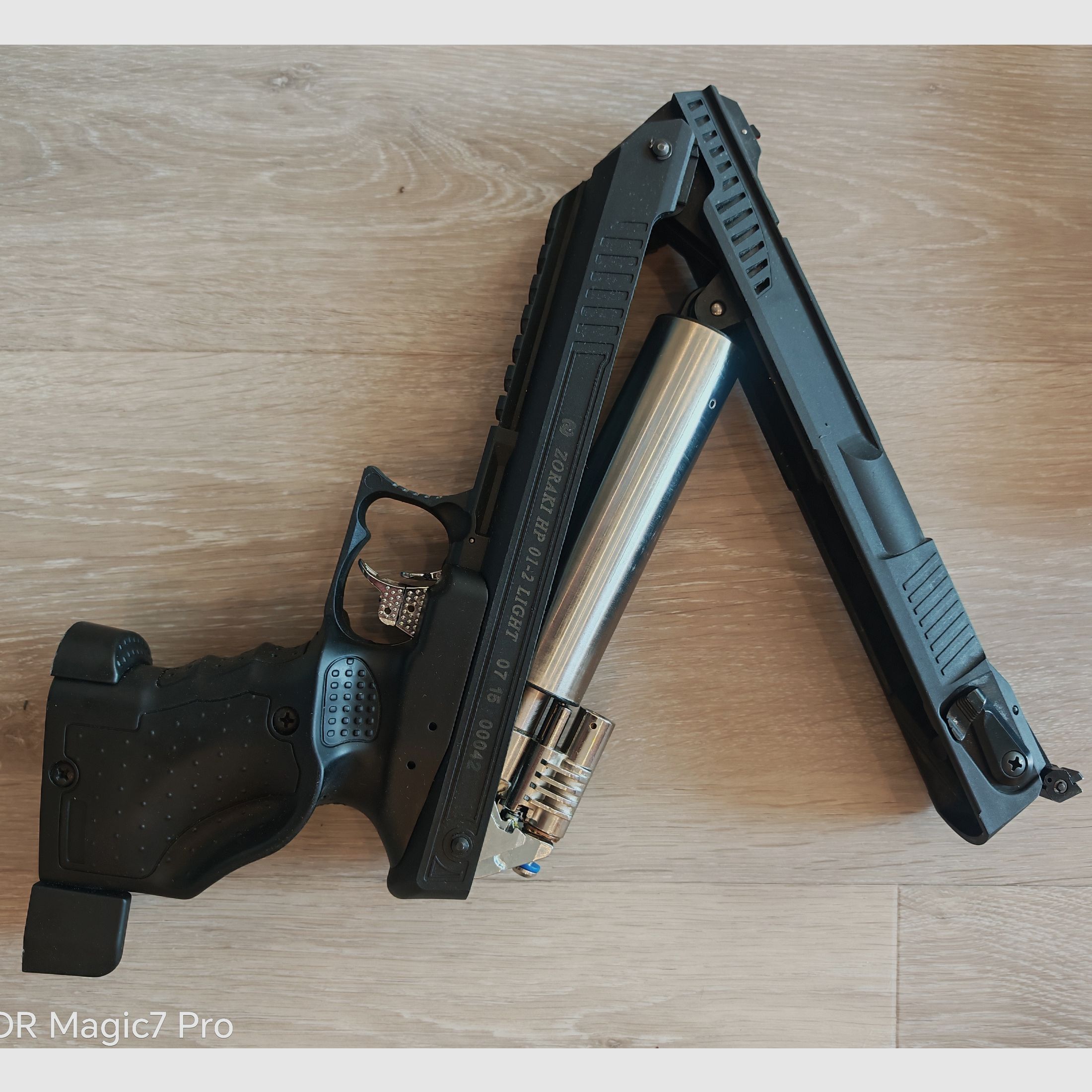 Zoraki HP01, 4,5 mm, mallette d'arme, poignée de match, silencieux, comme neuf.