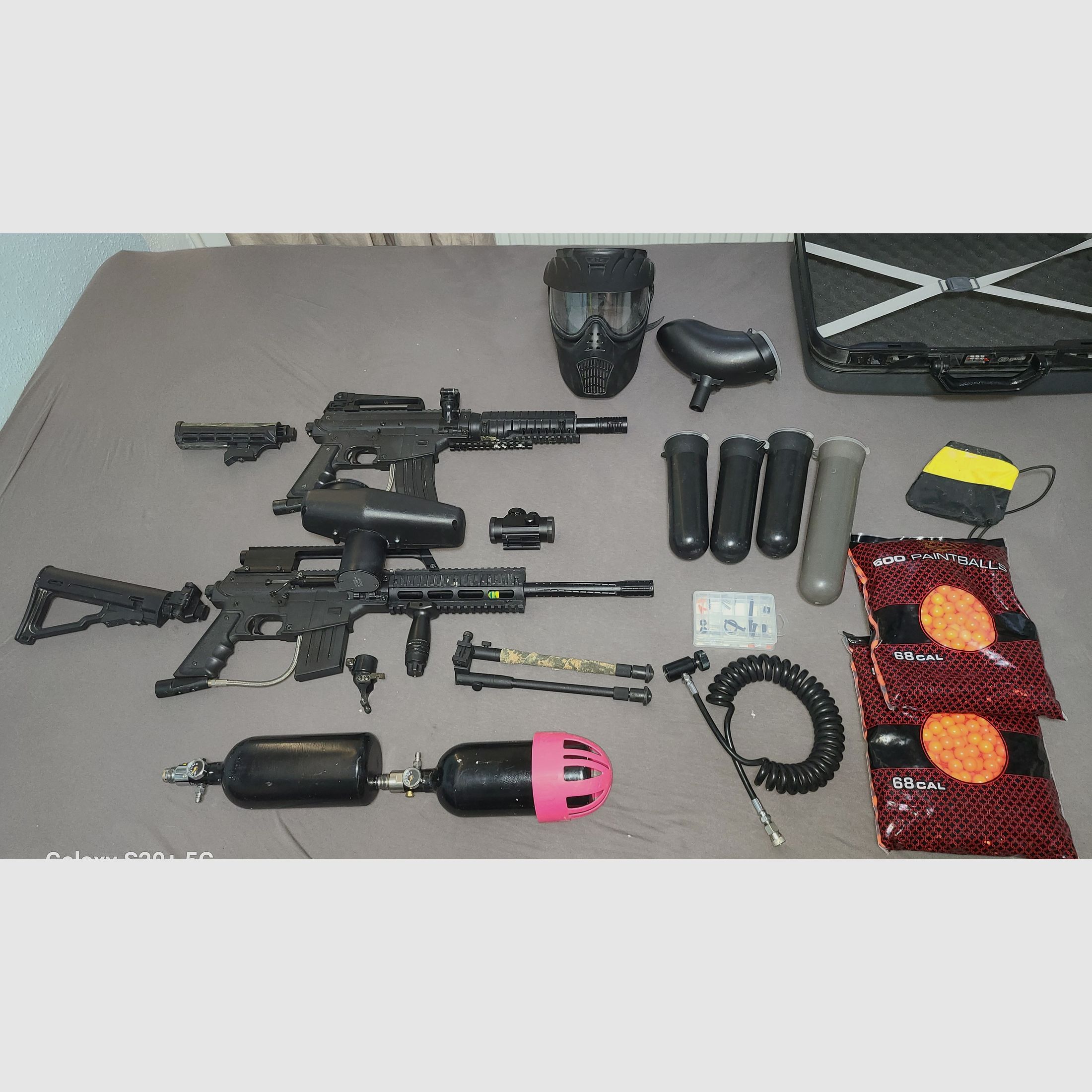 KOMPLETT SET TIPPMANN SIERRA ONE  und  BRAVO ON ELITE cal. 68 ! TOP ! mit viel ZUBEHÖR PAINTBALL  HOME DEFENCE HEIMVERTEIDIGUNG 