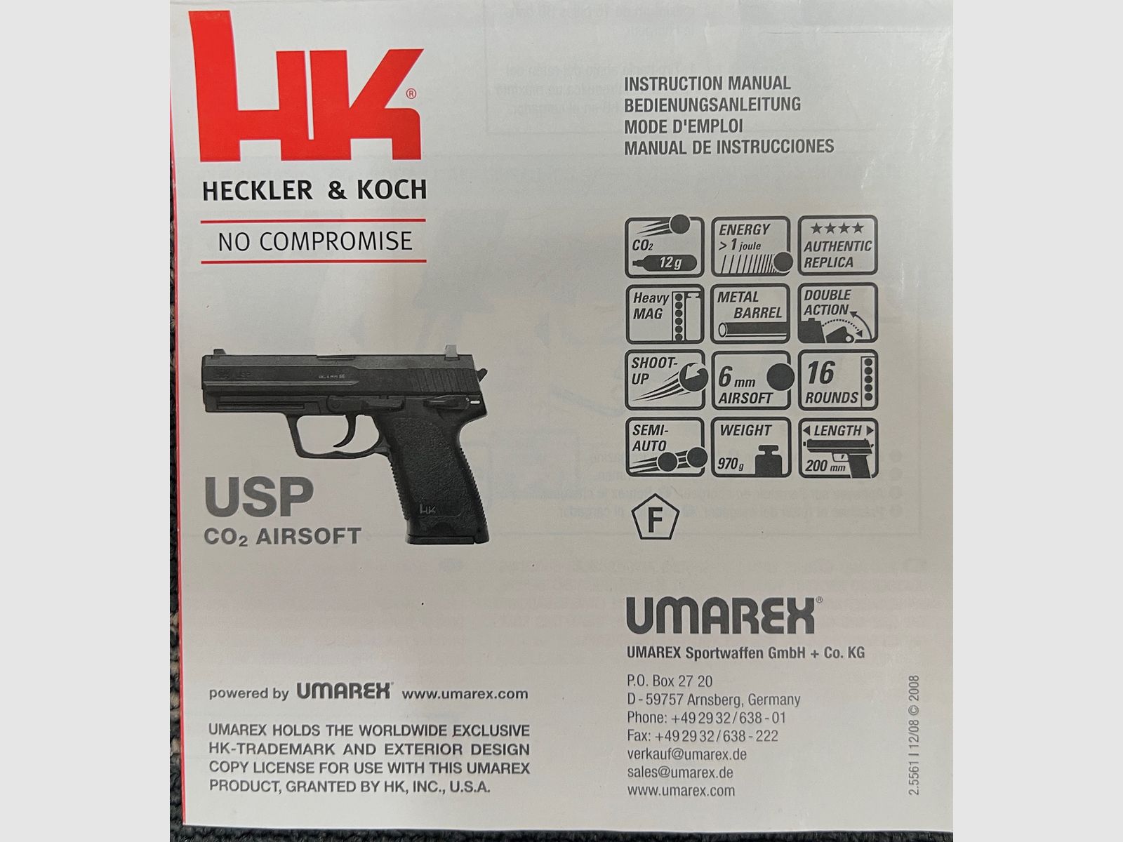 Heckler § Koch USP Co2 NBB Pistolet Softair Umarex