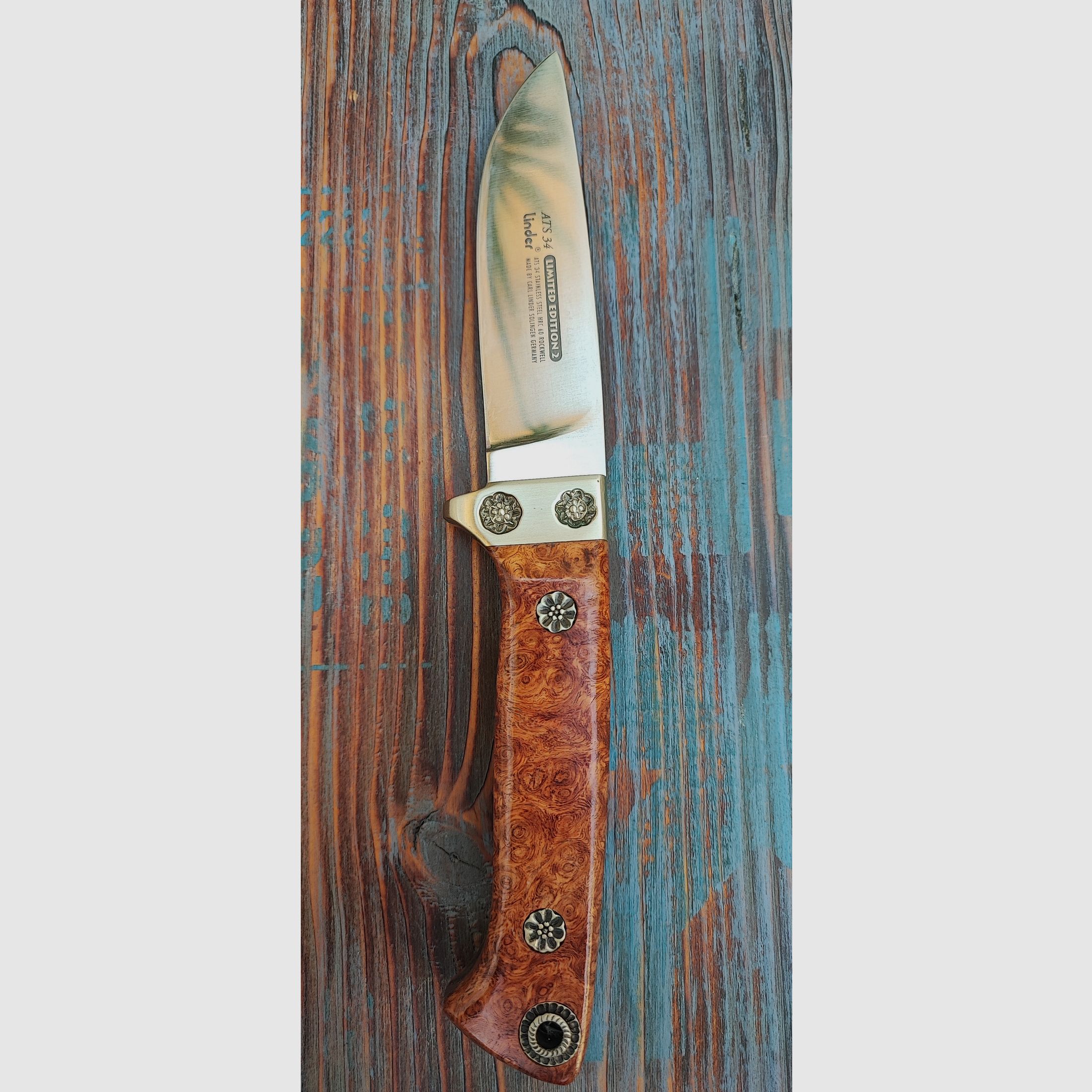 Linder ATS 34 couteau de chasse avec étui Limité #41/444