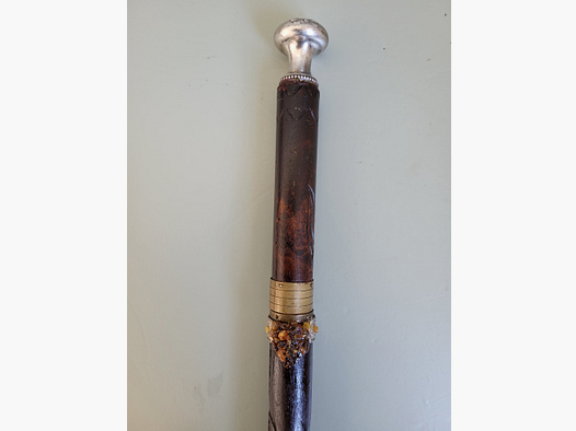 Canne de promenade Art nouveau - argent 800 - avec contenu - ambre - "Bruckmann & Sehne