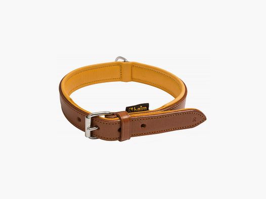 Halsband für Hunde aus braunem Leder, mit Leder gefüttert - 45 cm