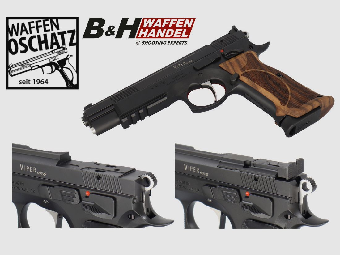 Waffen-Oschatz CZ75 Viper 6 inch met SAO-trekker - Optiek Klaar - Karl Nill Matchgreep