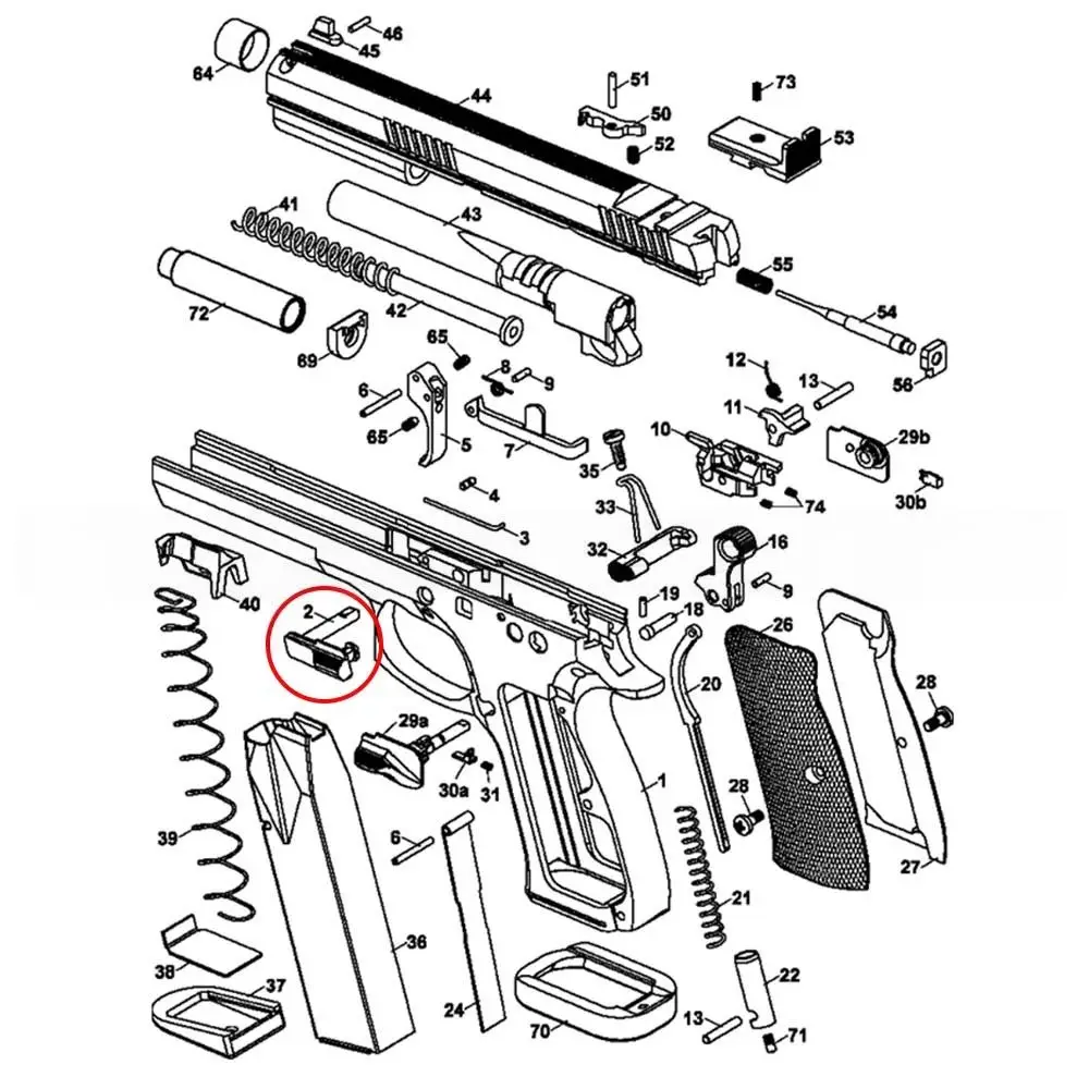 Arrêtoir de culasse CZ 75 SP-01, image 2 sur 5