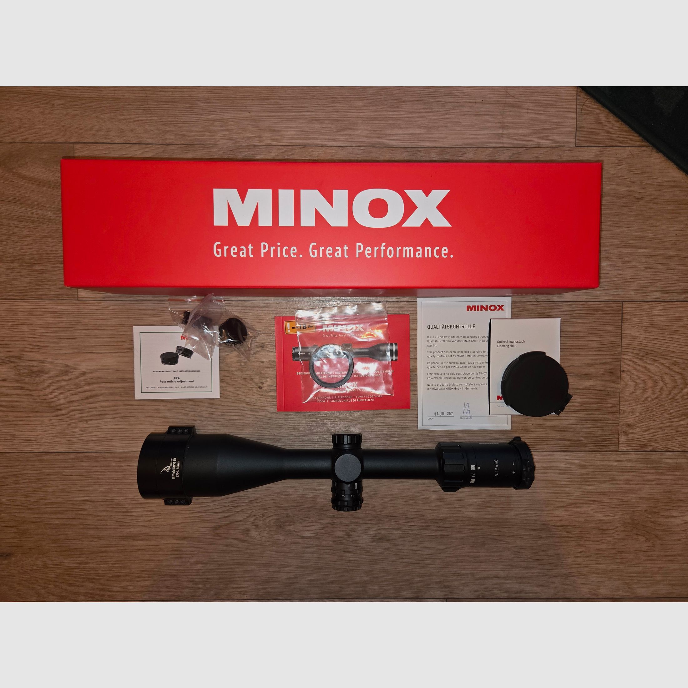 Minox Allrounder 3-15x56 FRA et cache tourelle, EP-Arms