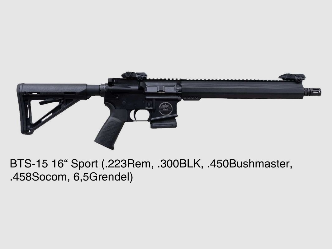 AR15 oder AR Wechselsystem in den Kalibern .223Rem, 9mm Luger, .300 AAC Blackout .450 Bushmaster 6,5 Grendel von BTS Bavarian Tactical Systems