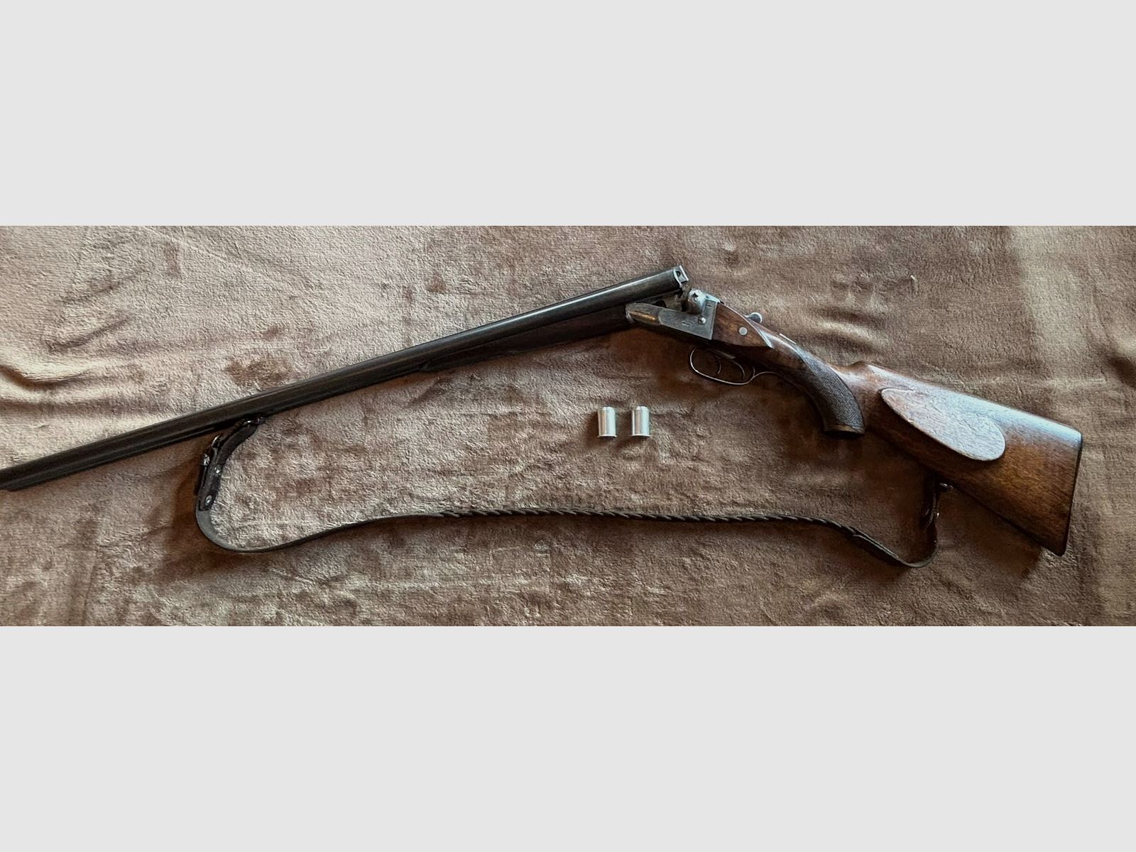 Doppelflinte Sauer&Sohn Suhl Kal. 16/70 mit schönen Ledergewehrriemen 