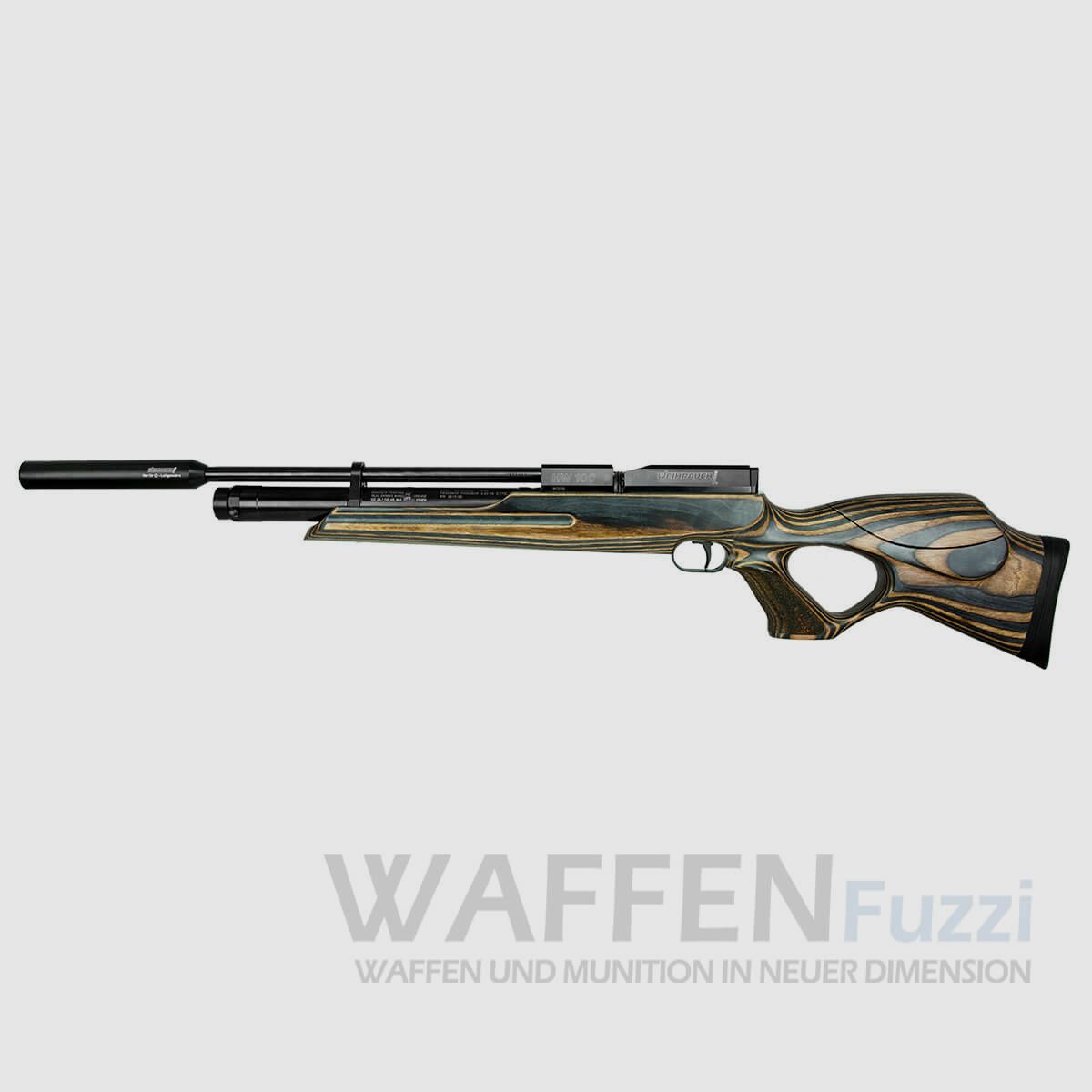 Weihrauch HW 100 T cal. 5,5 mm carabina ad aria compressa PCP con calcio in legno lamellare + silenziatore, immagine 1 di 6