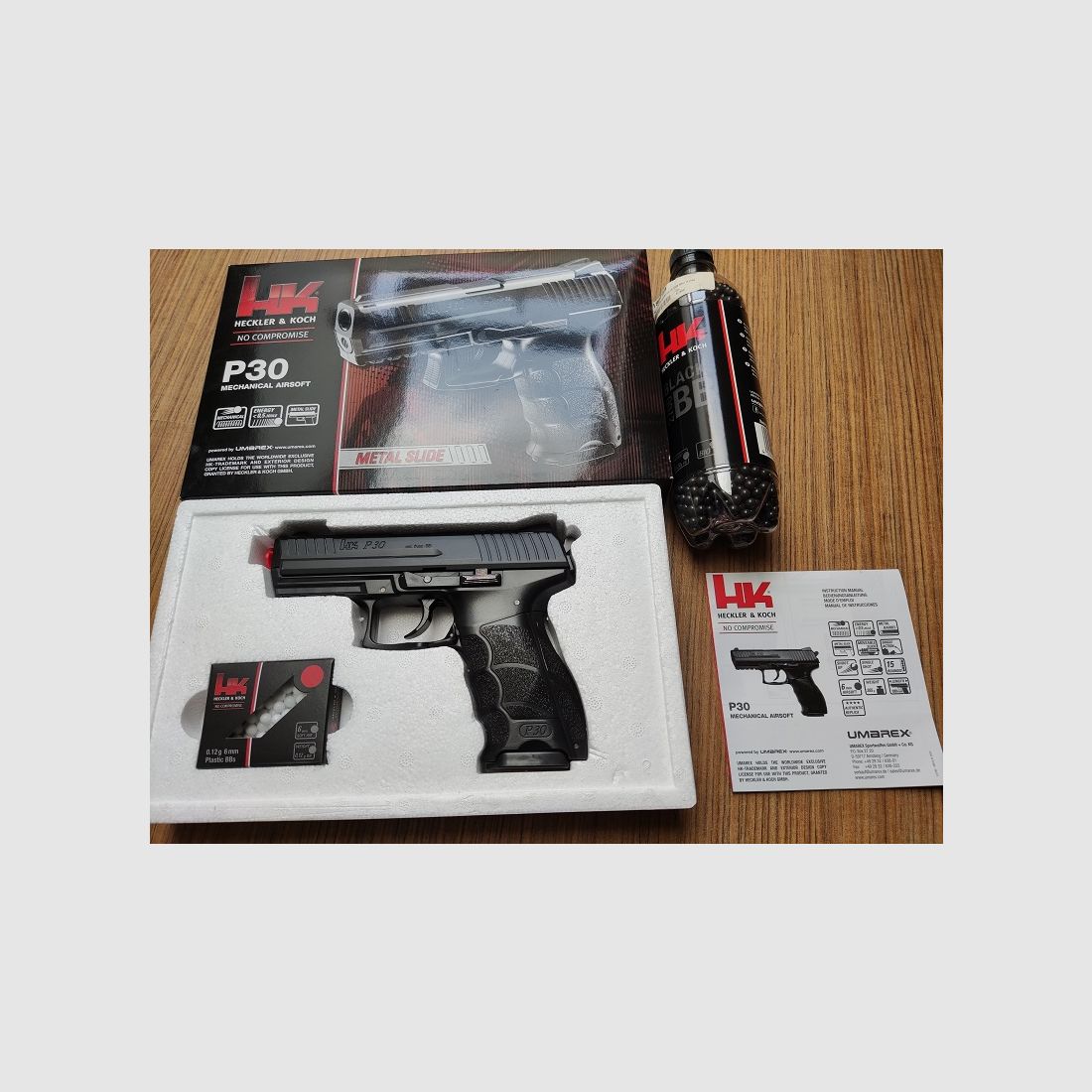 Airsoft Pistole H&K P30 0,5 Joule Umarex mit extra 2600 Kugeln