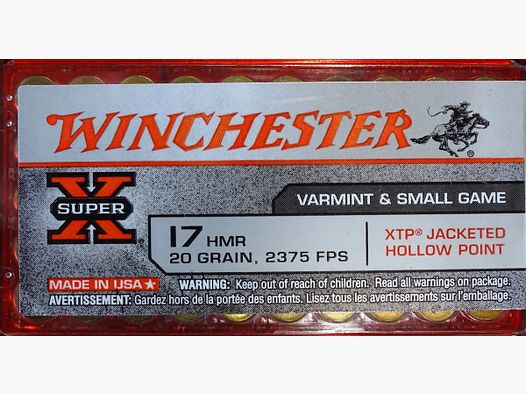 Winchester .17HMR SuperX JHP 20grs - 50 Schuss