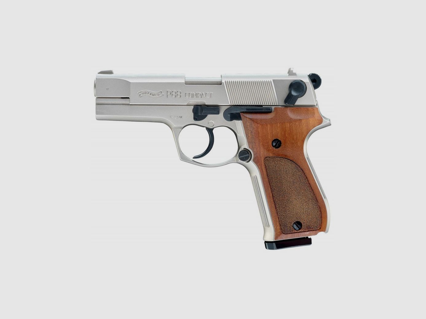 Pistolet 9 mm à blanc Walther P88 nickelé