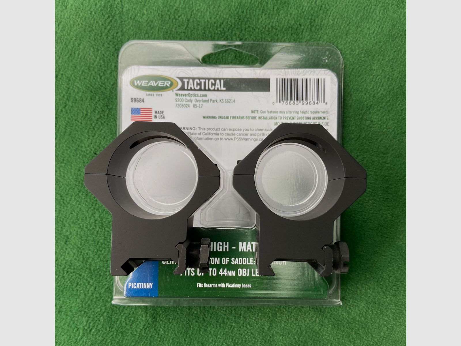 Weaver Tactical 6-Hole Picatinny Ring 34 mm Hoog