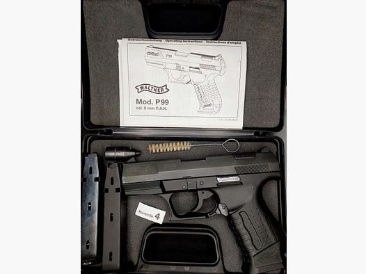 Walther P99 Schreckschuss Pistole 9mm P.A.K. (PTB 637) mit 2 Magazinen