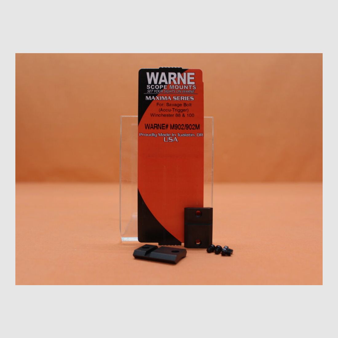 Warne Savage (Serie Accu Trigger): Base di montaggio Warne Maxima (M902/902M) profilo Weaver in acciaio brunito opaco 2 pezzi. Adatta anche per Winchester 88/100 Serie