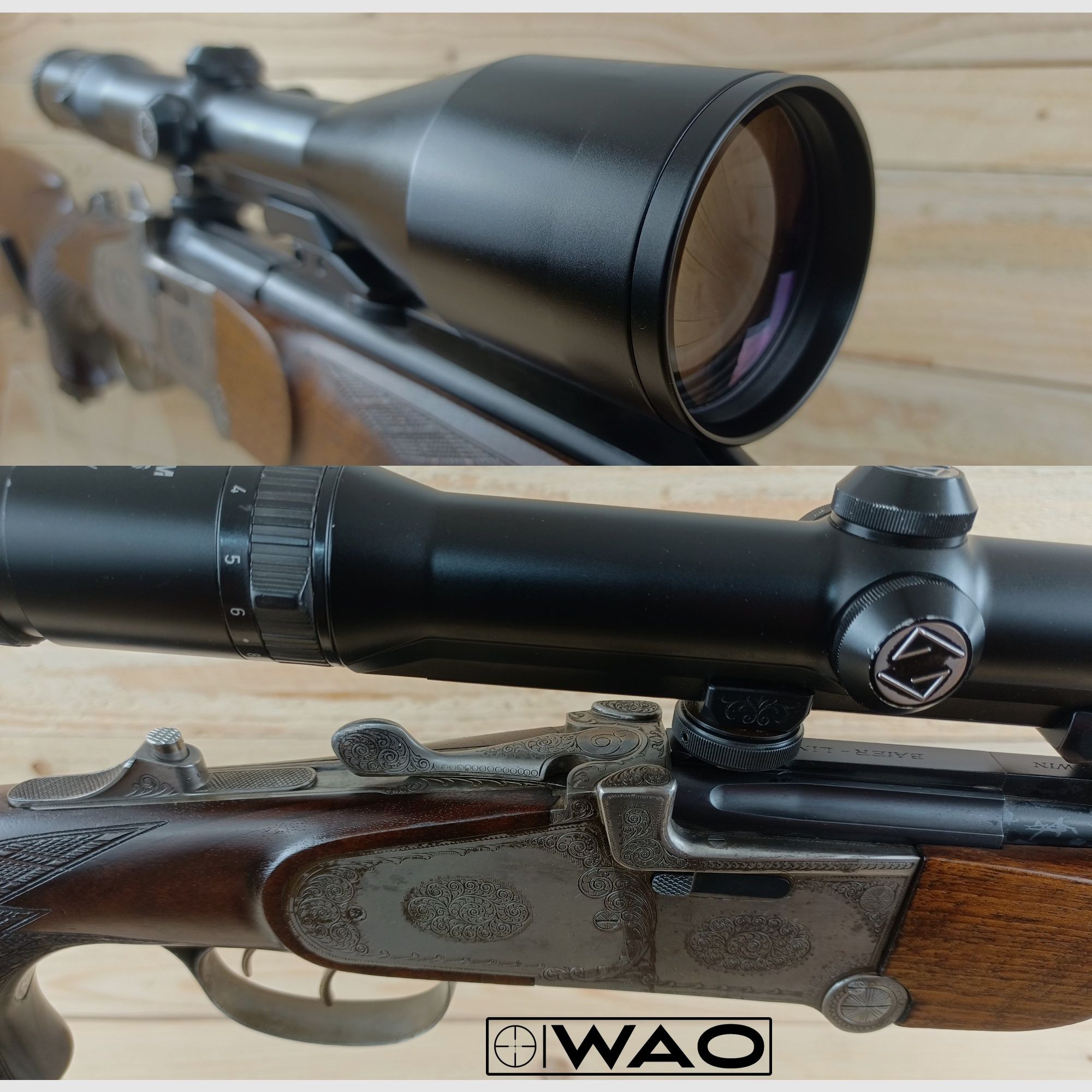 Double express rifle Otto Baier Linden, cal. 9.3x74R, .243Win *Rareté - avec Zeiss Diavari*, image 6 sur 8