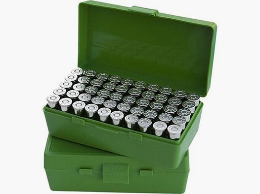 MTM CASE-GARD BOXES MTM CASE-GARD FLIP TOP PISTOL AMMO BOX 9MM-380 ACP 50 ROUND GREEN