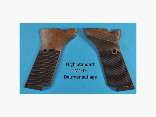 Nussbaum-Griffschalen für Pistole S&W High Standart M-107 mit Daumenauflage
