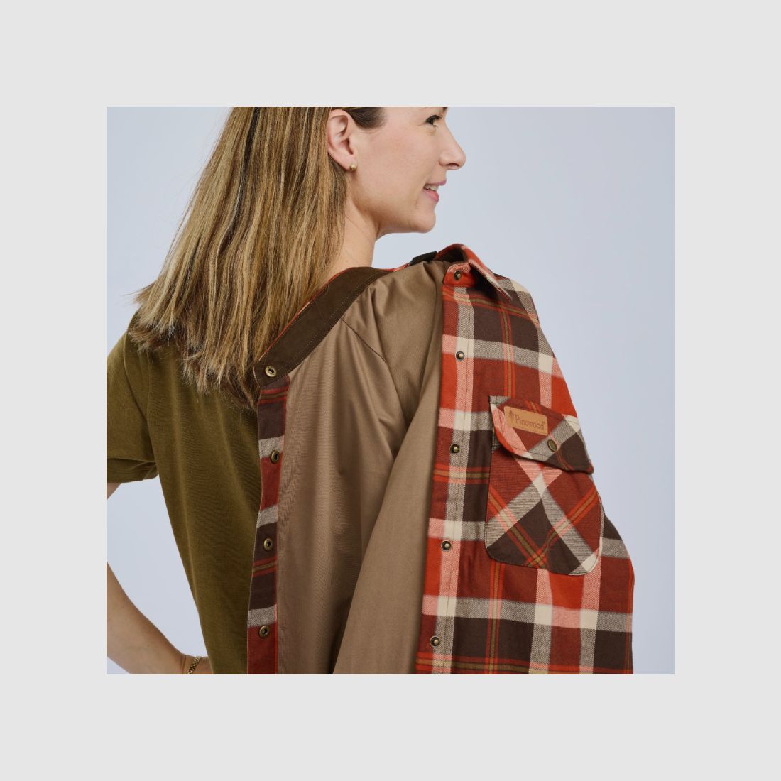 Pinewood Douglas Women's Shirt Orange Clay/D.Brown, image 3 of 5
