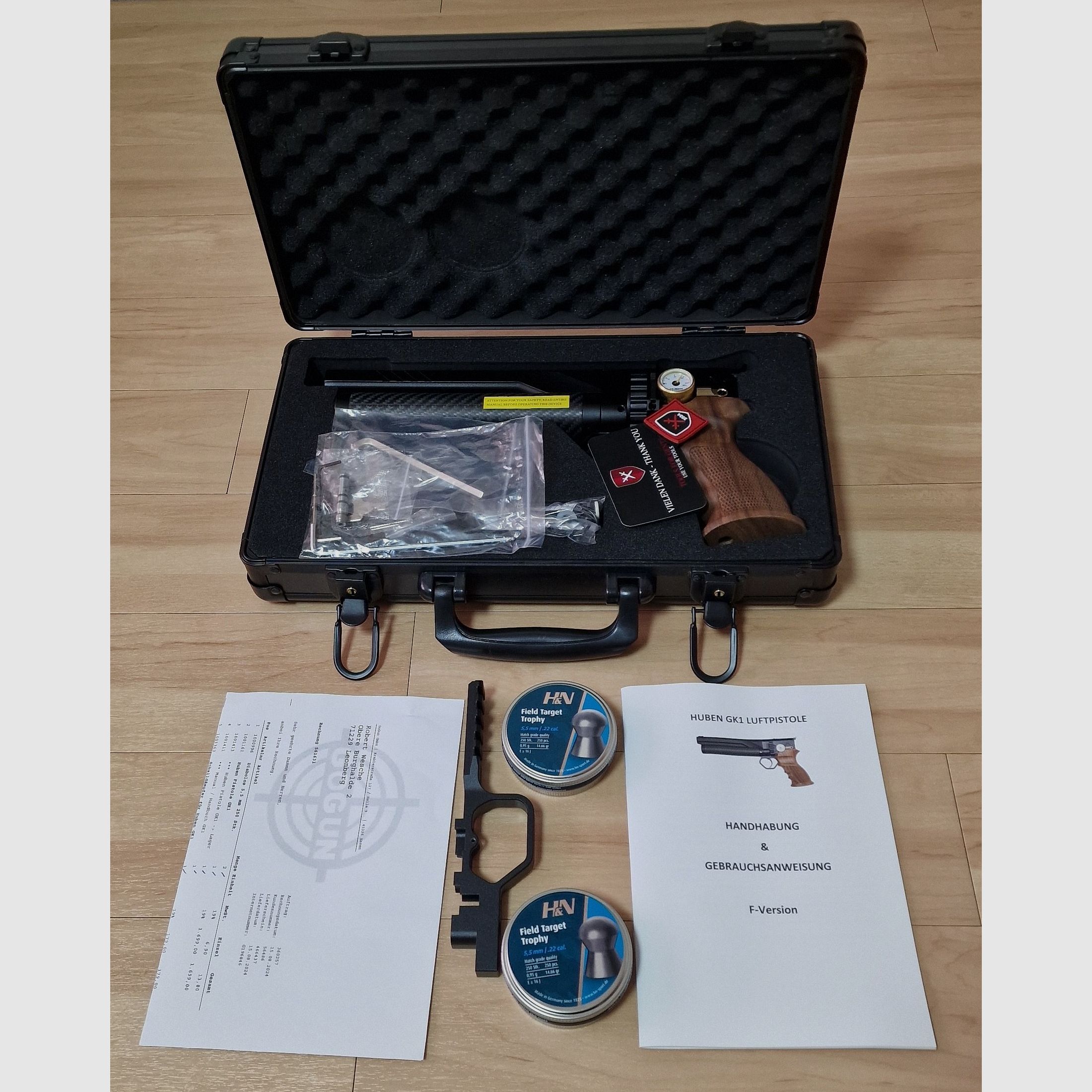 NUOVO & mai usato: Huben GK1 + valigetta + silenziatore + grilletto con guida Picatinny + munizioni