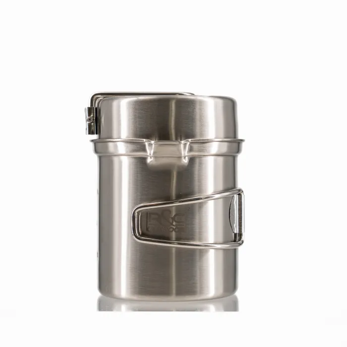 Ensemble de cuisine de voyage en acier inoxydable R&C Outdoor - comprenant un réchaud + une casserole + une poêle