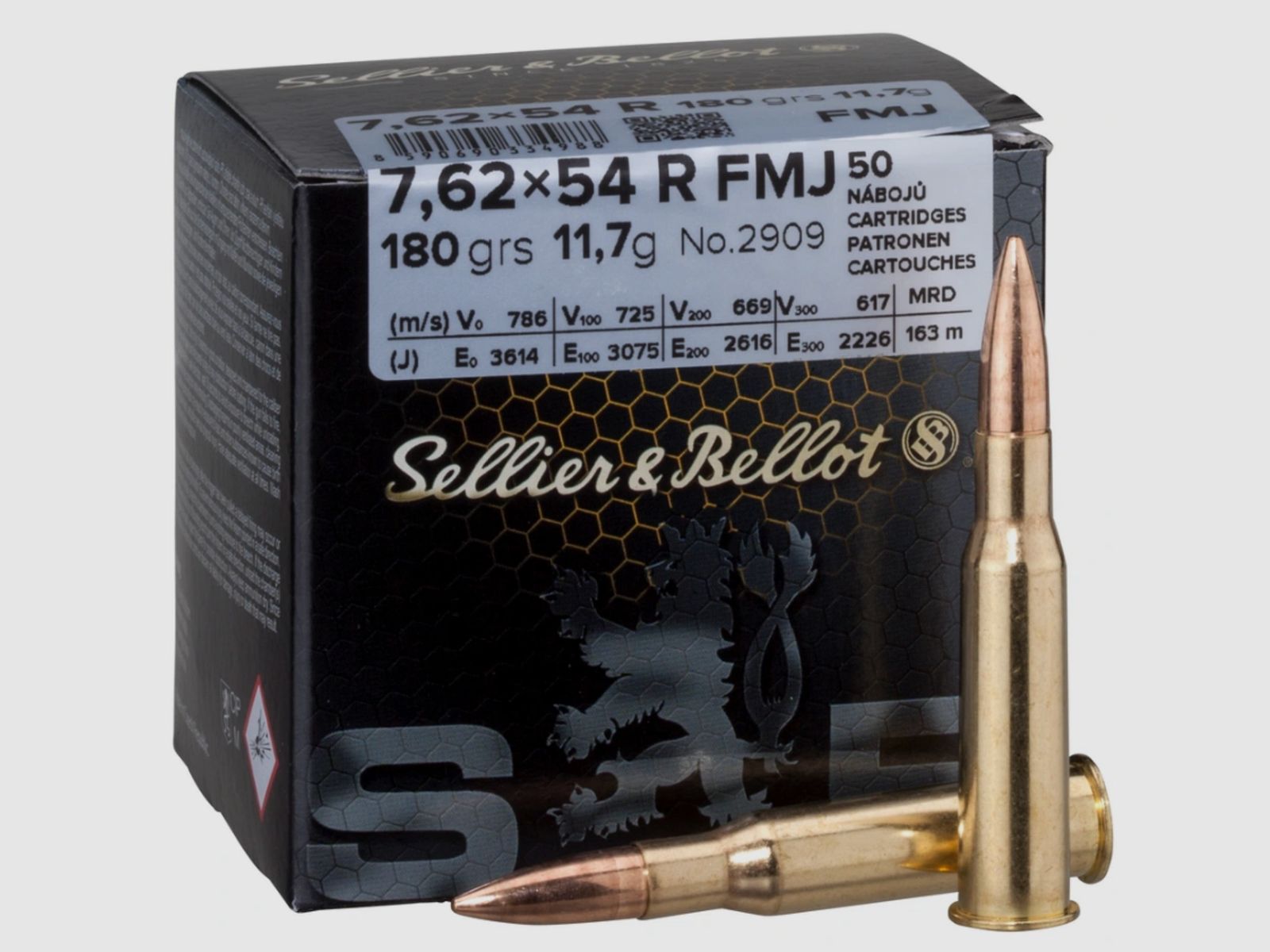 Sellier & Bellot 7.62x54R FMJ full metal jacket 180grs. 50 pieces
