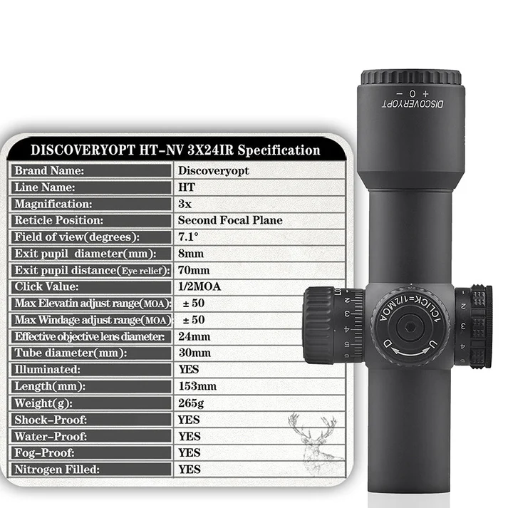 DiscoveryOpt HT-NV 3×24 IR Zielfernrohr + Montage, Bild 2 von 8