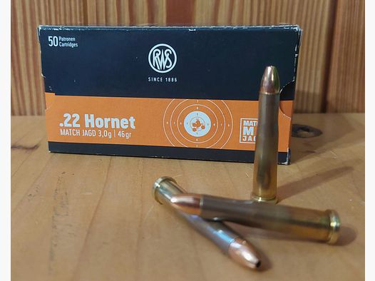 AMMUNITION FOR RIFLE RWS MATCH CAL. 22 HORNET 46 GR