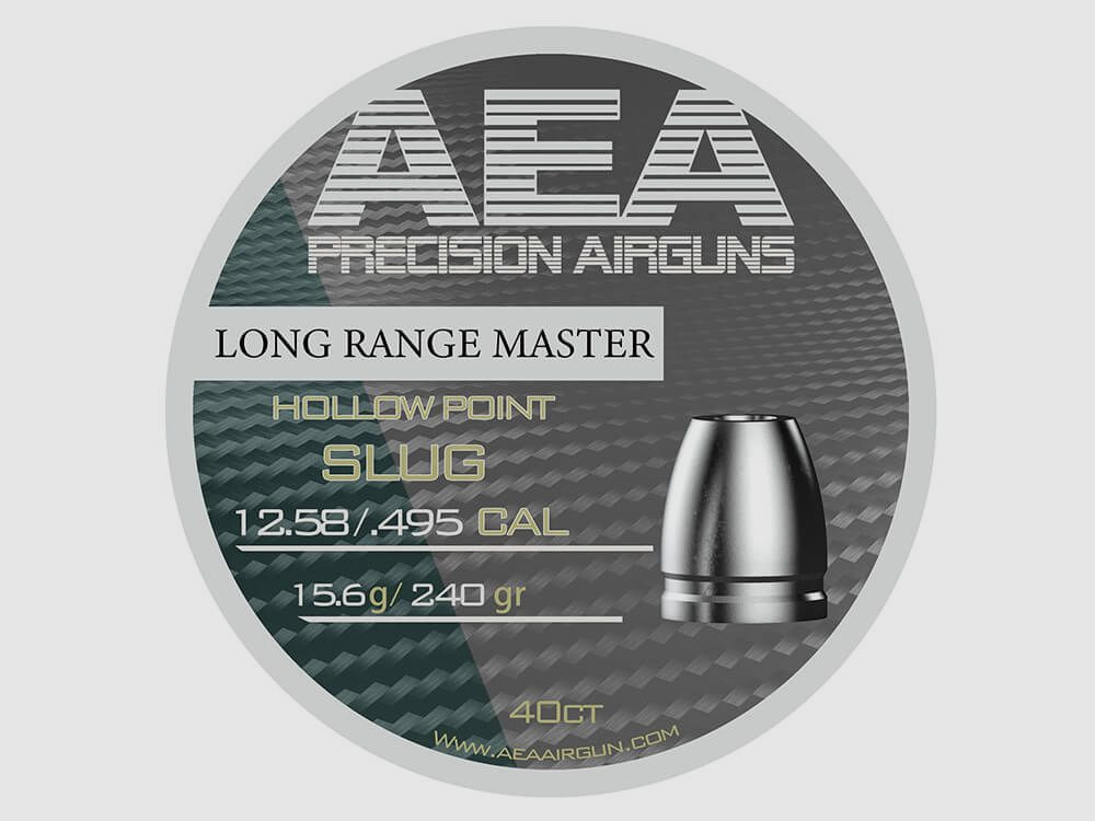 Original AEA Hohlspitz Luftgewehrgeschosse für Megalodon / Challenger Long Range Master 12,58mm .495 / .50 15,6g