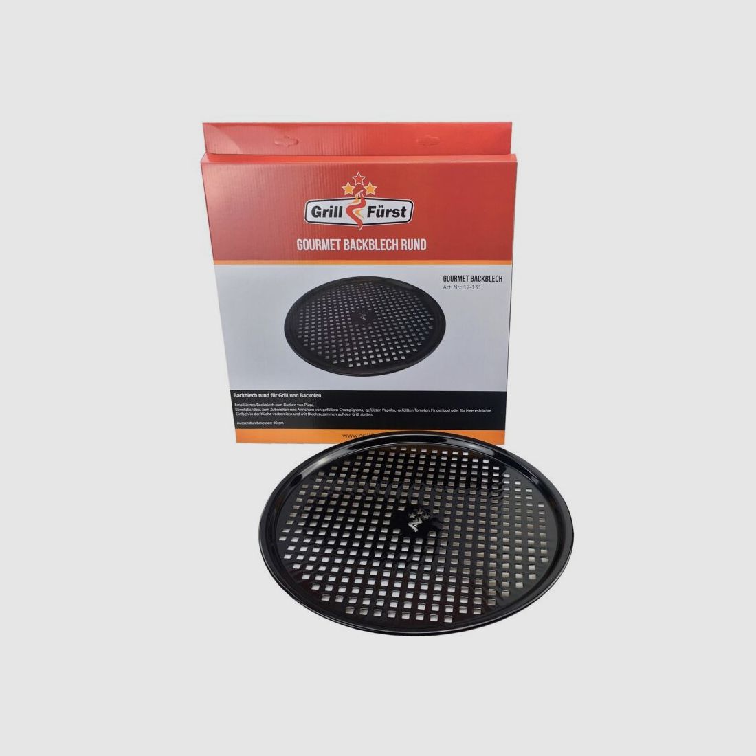 Grillfürst Pizza- und Brotbackblech, Gemüsetopper 40 cm