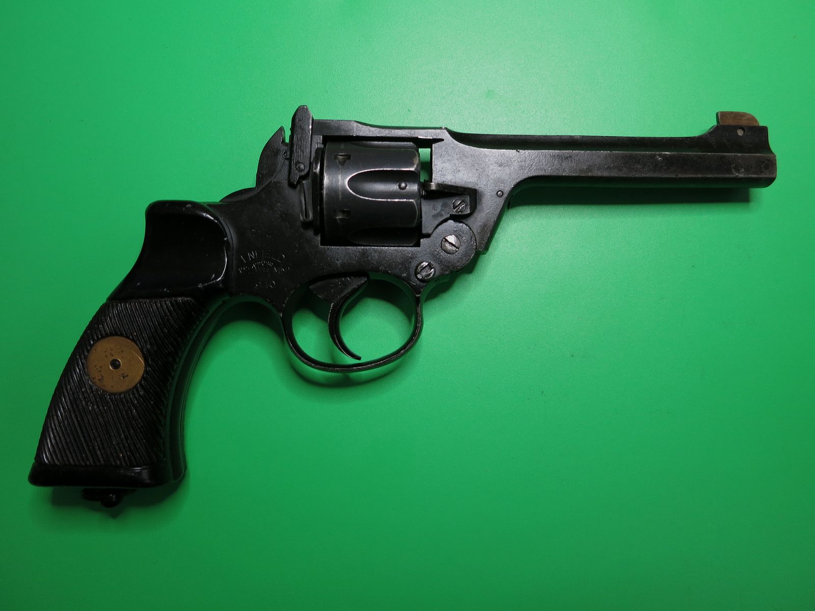 Orig. Enfield No. 2 Mark I. ORION Schreckschußrevolver 9mm R Knall, “War Finish”, absolute Rarität, PTB257, super selten!      #38