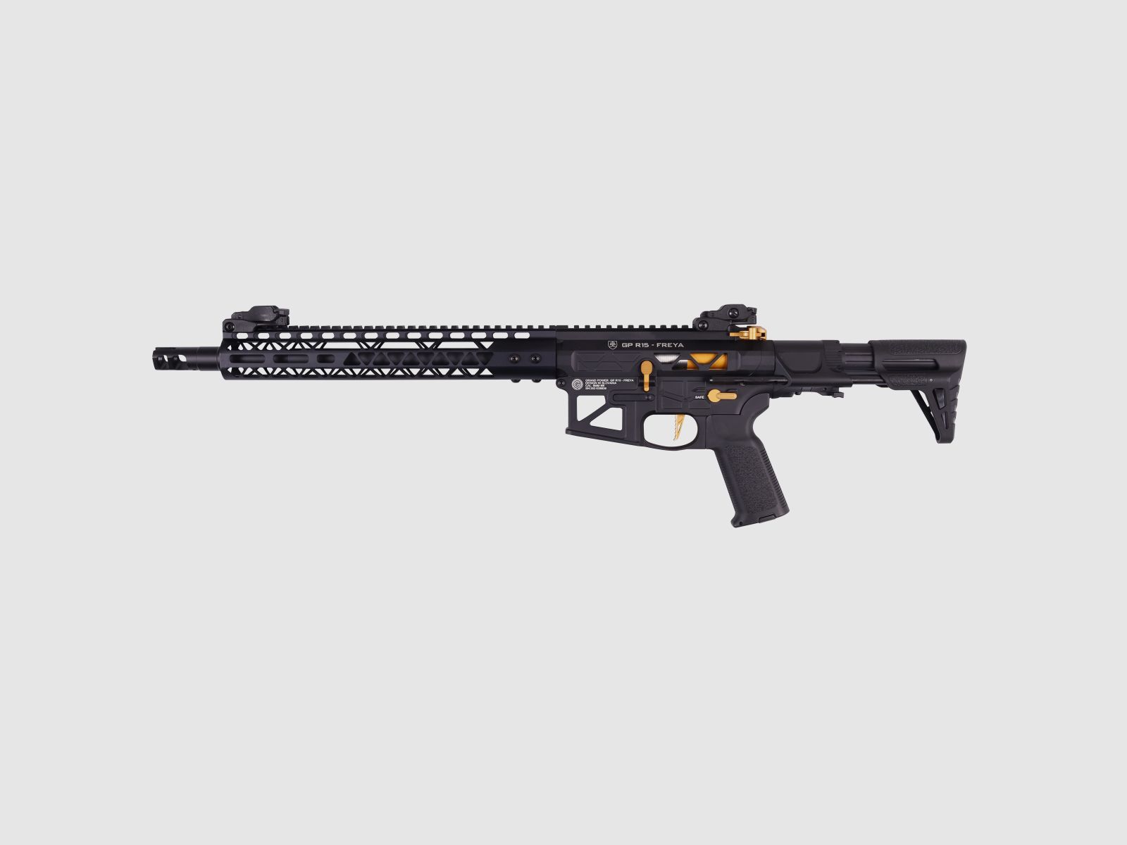 GP R15 FREYA ALPHA Full Skeleton PDW 13" gen.2 M-LOK Czarny/Złoty S-AEG Wolne od 18 lat -F- | Delta Armory