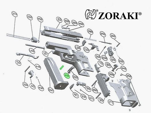 Magazinhaltefeder fĂĽr Schreckschuss Pistole Zoraki 914, Kaliber 9 mm P.A.K., Ersatzteil