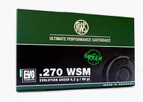 RWS .270 WSM EVO GREEN 6.2g/96gr Rifle Cartridges Lead-Free