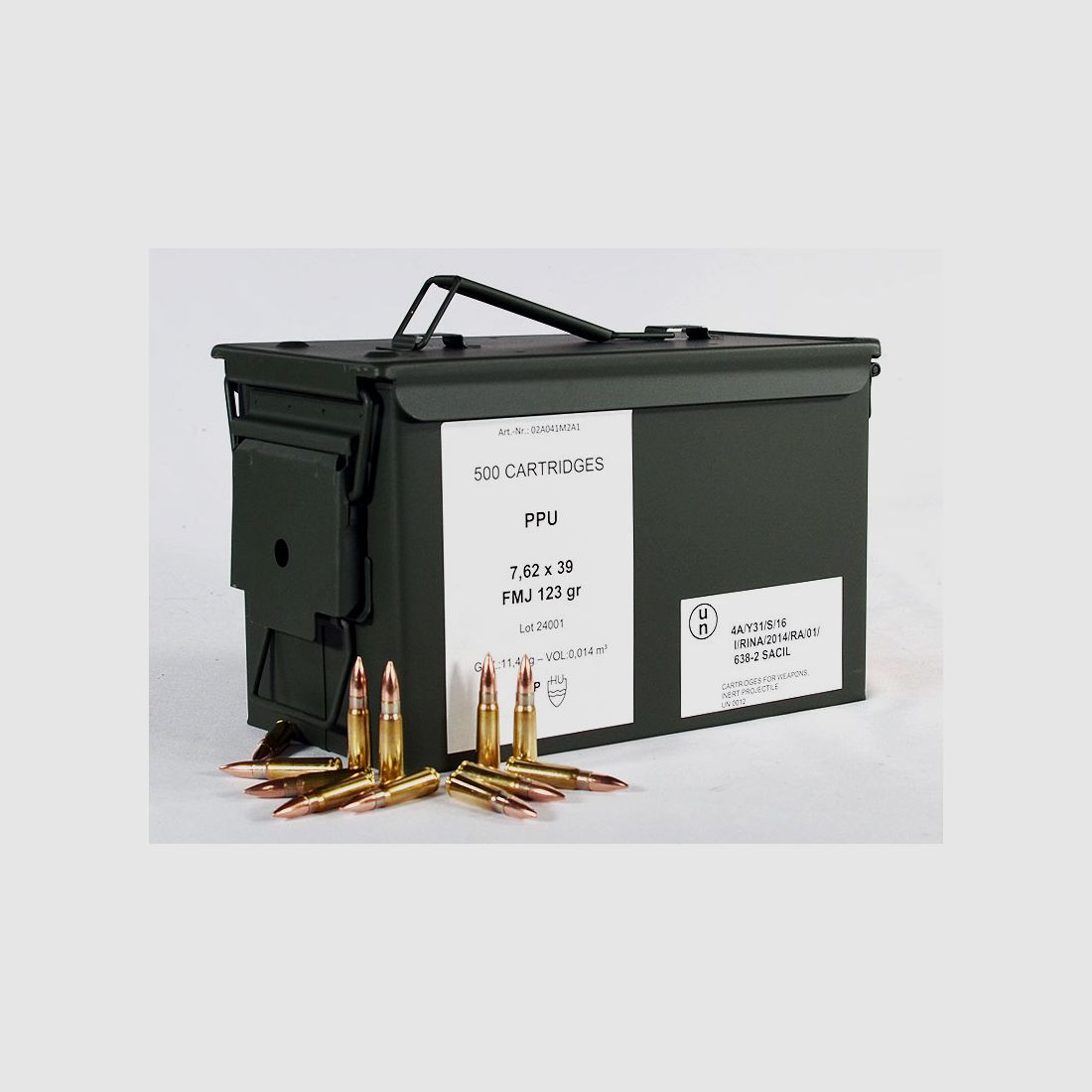 PPU-Munitionsbox mit 7,62x39 FMJ 123 grs 1 Munitionskiste (500 Schuss á 0,758 €*)