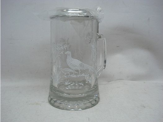 Crystal glass beer mug - with pewter lid, 0.5L