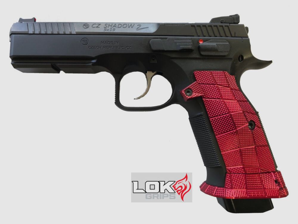 Pistole CZ SHADOW 2 OR (SA/DA) 9mm Pistole Optic Ready	 Red Anodized Aluminium LOK GRIPS VERSION CZ Shadow2 OR - UVP: 2462€