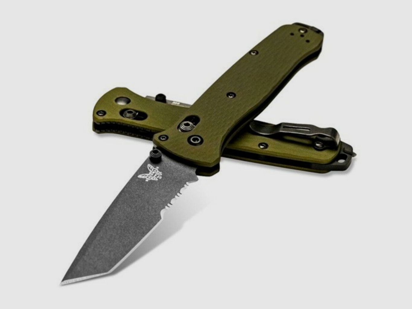Nóż Benchmade Bailout Anodowane Aluminium Zielony Ostrze Kombinowane, zdjęcie 1 z 8