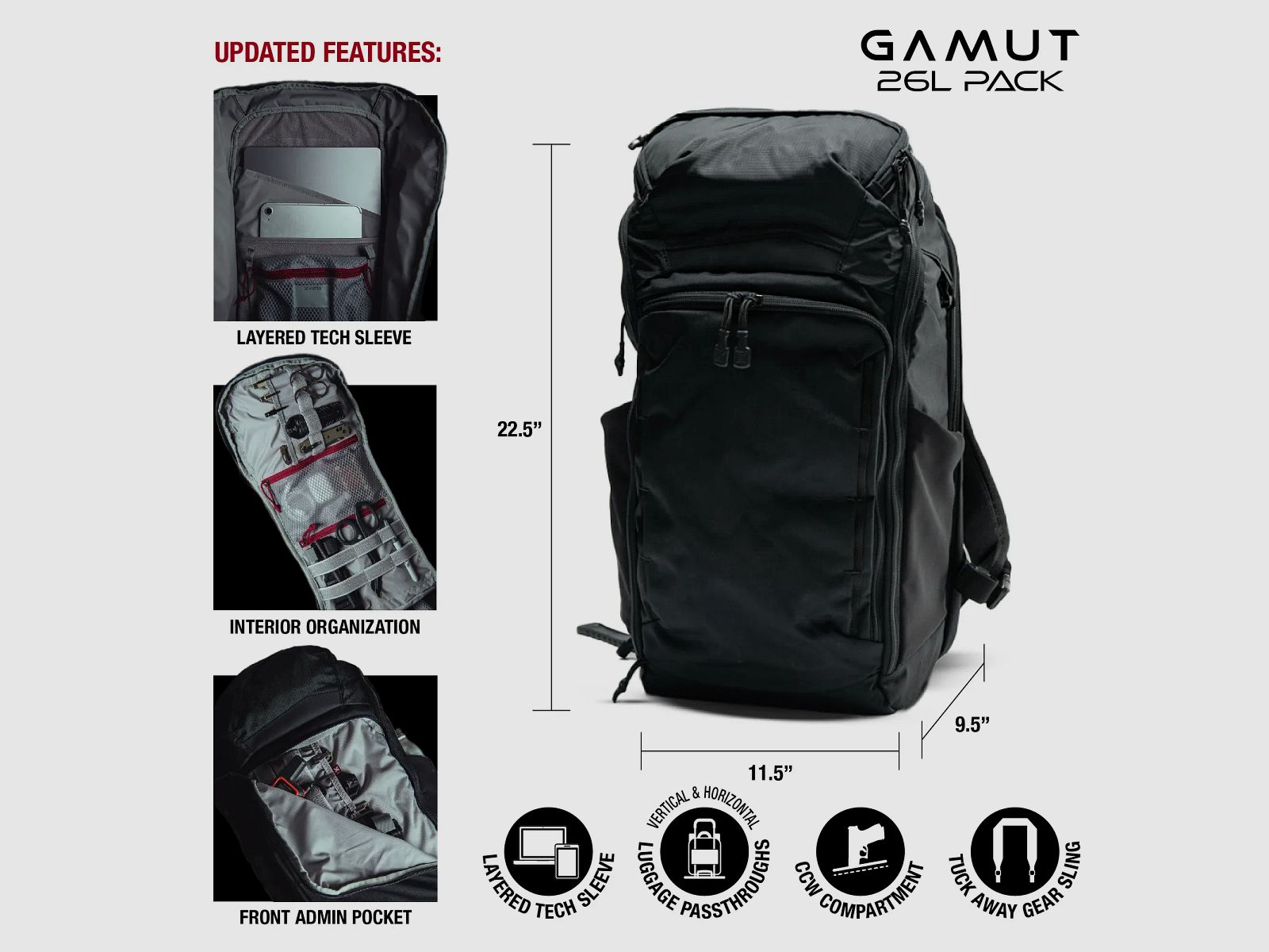Gamut 26L Backpack (Depth Charge) - Vertx, image 5 sur 12