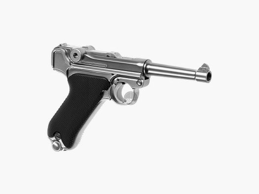 Softair - Pistole - WE P08 Full Metal GBB-Silver - ab 18, ber 0,5 Joule