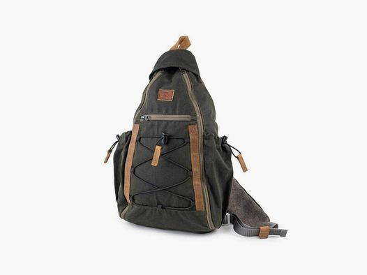 STEINKAUZ Schultertasche „Querkopf“, Wax Cotton, Oliv