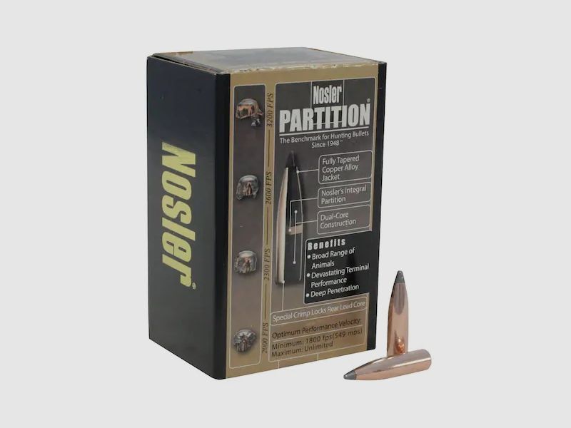 Nosler Geschoss Partition 6,5mm/.264 125GR Spitzer 50 Stück