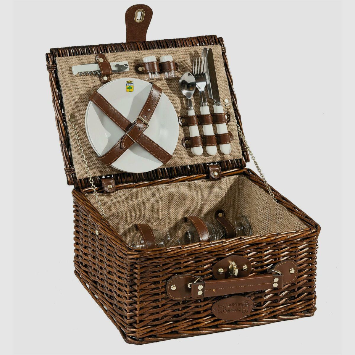 Lovergreen picnic motif picnic basket for two people Saint Michel