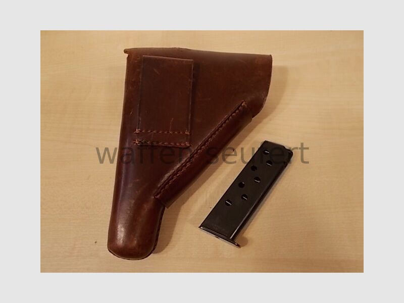 Original Pistolentasche mit PP Manurhin Magazin 7,65