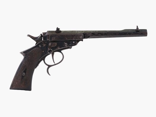 Pistola da tiro tedesca "Lagenhahn" XIX secolo, calibro .22lr || pistola a colpo singolo
